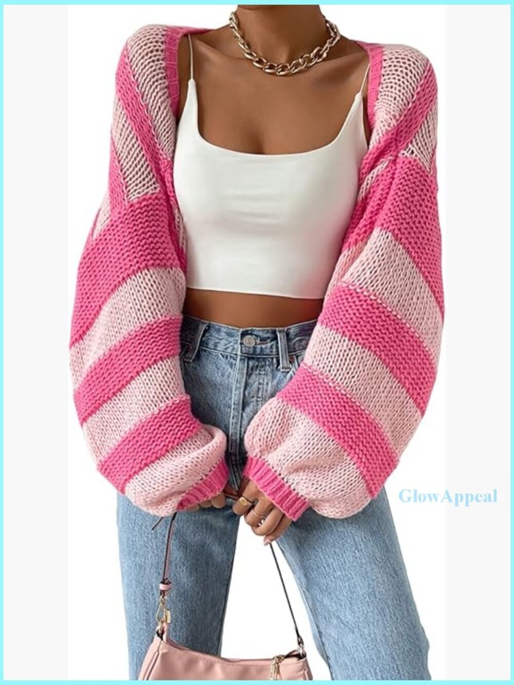 Cropped Cable Knit Cardigan Shrug Striped Pullover Sweater Long Sleeve